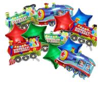 Lot de 12 ballons en aluminium avec inscription « Happy Birthday Train Star » - Cadeau d'anniversaire - Décoration de fête pour enfants