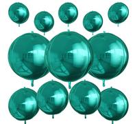 Lot de 12 ballons ronds en aluminium à l'hélium 4D pour anniversaire, remise de diplôme, mariage, Nouvel An, fête disco - Vert foncé - 56 cm, 38 cm, 25,4 cm