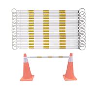 Lot de 12 barres de signalisation télescopiques, connecteurs flexibles avec film réfléchissant, poteaux de barrière de sécurité routière pour la construction et le stationnement (jaune/blanc