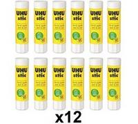 Lot de 12 bâtons de colle blanche UHU 8,2G