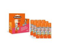 CLEOPATRE Boîte de 12 bâtons de colle TRANSPARENTE Adhésive plastique recy n format 8 gr