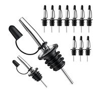 Lot de 12 becs verseurs pour bouteilles d'alcool, bec verseur pour bouteilles de spiritueux, bec verseur distributeur d'huile d'olive en acier inoxydable, capuchons anti-poussière 12Pcs Long Cap