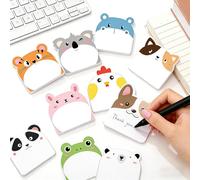 Lot de 12 blocs/360 feuilles de notes adhésives mignonnes en forme d'animal Kawaii - Cadeau pour les amoureux des animaux et les filles - Fournitures de fête