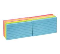 Lot De 12 Blocs De Notes Adhésives Lignées De 7,6x12,7 Cm,6 Couleurs Brillantes,Assorties D'orientation Paysagère,80 Feuilles/Bloc,12 Blocs
