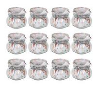 Lot de 12 bocaux hermétiques à bouchon mécanique, bocal pot de conservation, jarre en verre, capacité 50 iamètre 10.6 x Hauteur 10 cm -JUANIO- Transparent G