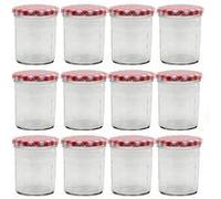 Lot de 12 bocaux hermétiques pour conservation de confiture, bocal pot en verre avec couvercle, capacité 185 ml - Diamètre 7 x Hauteur 8.5 cm -JUANIO- Transparent G