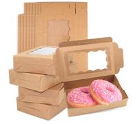 Lot de 12 Boîte de Biscuits de Papier Kraft avec Fenêtre Transparente | 17.8 x 11 x 3.8 cm Boite Emballage Carton, Boite Pâtisserie pour Cookies Cupcakes Pâtisserie et Tarte Emballage à Emporter