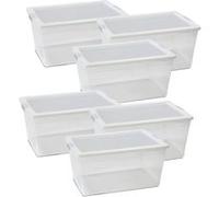 Lot de 12 boîte de rangement hermétique 6 L, caisse de transport avec couvercle solide et clips sur les côtés - Longueur 34 x Profondeur 21 x Hauteur 12 cm- JUANIO - Transparent G