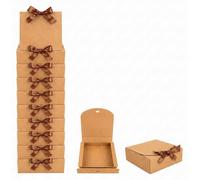 Lot de 12 boîtes cadeaux carrées avec ruban, 24 cm