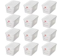 Lot de 12 Boîtes de Conservation Alimentaire Hermétiques GN avec Couvercle, 265 x 162 x 150 mm, Contenance 4,3 l.