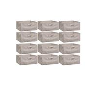 Lot de 12 Boites de rangement en tissu l.31 x h. 15 cm - Beige chiné