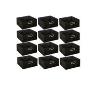 Lot de 12 boites de rangement carrées en tissu MIX 'N MODUL - L.31 x l.31 x H.15 cm - Noir