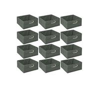 Lot de 12 Boites de rangement en tissu l.31 x h. 15 cm - Vert kaki
