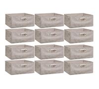 Lot de 12 Boites de rangement en tissu l.31 x h. 15 cm - Beige chiné