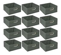 Lot de 12 Boites de rangement en tissu l.31 x h. 15 cm - Vert kaki