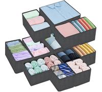 Lot de 12 boîtes de rangement, organisateur de tiroir, compartiments de tiroir d'armoire, boîte de rangement en tissu pliable gris