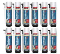 Lot de 12 bombes aérosols Soudal Soudafoam 2K, 400 ml e matériaux de construction B2, bombes aérosols - Mousse bicomposant prête à l'emploi pour un montage rapide et sûr des cadres de portes