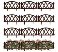 Lot de 12 Bordures de Parterre | palissade, clôture de jardin, marron, 50 x 30 cm