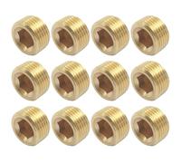 Lot de 12 bouchons hexagonaux de 3/8" en laiton | Embouts de tuyau en laiton avec filetage extérieur, design étanche pour sanitaires et mécaniques