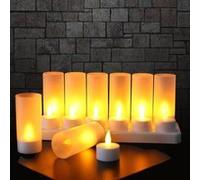 Lot de 12 Bougie LED Rechargeable Bougie Électrique LED Flamme Vacillante avec Station de Charge Décoration pour Noël Anniversaire G