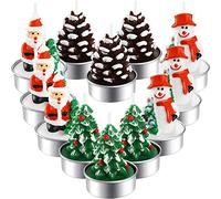 Lot de 12 bougies chauffe-plat de Noël faites à la main - Motif Père Noël - Bonhomme de neige - Gland - Décoration d'intérieur - Cadeaux (Style H)