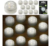 Lot de 12 bougies chauffe-plat LED - Étanche - 3 LED - Blanc chaud - Bougies chauffe-plat sous-marines