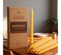 Lot de 12 bougies en cire d'abeille, 22,9 cm, 100 % pure cire d'abeille, durée de combustion de 10 heures, bougies coniques jaunes pour la maison, les événements et la relaxation
