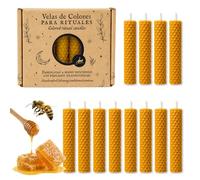 Lot de 12 bougies en miel d'abeille artisanales - Cire 100 % naturelle Parfum véritable nid d'abeille - Bougies décoratives pour maison, table d'autel, aromathérapie et méditation - Fabriquées en