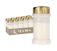 [Lot de 12] Bougies funéraire extérieure avec capot anti-tempête 3 jours - KRISTEN - Blanc