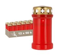 [Lot de 12] Bougies funéraire extérieure traditionnelle 3 jours - KRISTEN - 100% Végétale - Rouge