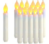 Lot de 12 bougies LED coniques, bougies flottantes Harry Potter, sans flamme à piles, jaune chaud, diamètre 2 cm x 16,5 cm