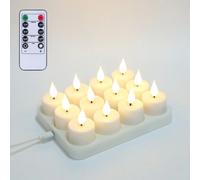 Lot de 12 bougies LED rechargeables avec télécommande, blanc chaud