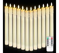 Lot De 12 Bougies LED Sans Flamme, Bougies Bâton LED Bougies Coniques Bougies Vacillantes Avec Télécommande, Bougie Flamme Vacillante, Fonctionne Avec Piles, Pour Noël, Mariage, Fête, Table