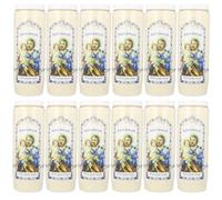 Lot de 12 Bougies neuvaine de Saint Joseph avec prières - Bougie Neuvaine - Culte Chrétien en Cire végétale
