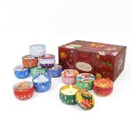 Lot de 12 bougies parfumées de Noël, bougies en pot d'aromathérapie de 70,9 g, lot de 12 bougies parfumées pour femme, 12 heures de combustion, cadeau pour soulager le stress, la relaxation, la