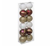 Lot de 12 Boules de Noël Héritage 4cm - Rouge & Blanc