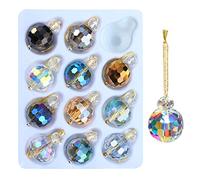Lot de 12 Boules de Noël Multicolores en Verre de Cristal, Mini Boules prismatiques colorées de 2,2 cm, décorations de Sapin de Noël, décorations en Cristal à Suspendre pour Noël, fête de Mariage,