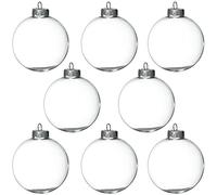 Lot de 12 Boules en Verre Transparent de 8 cm pour Loisirs créatifs, Grandes décorations à remplir de 80 mm, Boules Transparentes pour décoration de Sapin de Noël 4E's Novelty