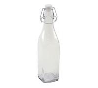 Lot de 12 bouteille carrée en verre avec bouchon hermétique, carafe bouteille avec fermeture à clip, capacité 0,5L