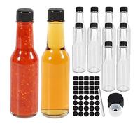 Lot de 12 bouteilles en verre pour sauce chaude de 150 ml avec bouchon à vis anti-fuite, bouteille d'huile transparente pour la cuisine, le vin et le jus pour vin de Bordeaux, les boissons.