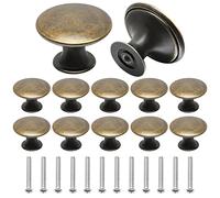 Lot de 12 Boutons de Meuble Bronze, Bouton de Porte Vintage pour Placard, Poignee de Meuble avec Vis pour Cuisine, Armoire, Placard