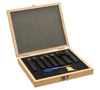Lot de 12 burins de tour avec plaques réversibles 12 x 12 mm 80 mm, acier au carbone et carbure de tungstène, avec boîte de rangement, polyvalent pour le travail du métal, du bois, de la pierre