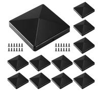 Lot de 12 capuchons de poteau - 105,5 mm x 105,5 mm - Noir - Avec 24 vis - Pour poteaux en bois et poteaux de terrasse dupcheliry