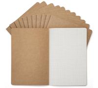 Lot De 12 Carnets Kraft A5, 60 Pages Quadrillées, 21x14 cm, Cahiers Kraft | Couverture Kraft Naturelle, Papier 80 g/m², Pour École, Bureau, Étudiants, Classes, Notes, Croquis, Réunions Et Devoirs