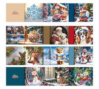 Lot de 12 cartes de vœux faites à la main avec strass - Cartes de Noël faites à la main - 12 cartes de Noël faites à la main