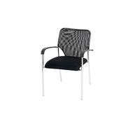 Lot de 12 chaises de conférence / visiteur Tulsa, empilable, tissu siège noir, dossier noir