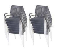 Mendler Chaises de conférence Tulsa – Lot de 12, empilables, tissu gris