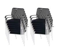 Lot de 12 chaises de conférence / visiteur Tulsa, empilable, tissu siège noir, dossier noir