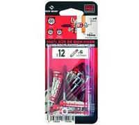 Lot de 12 chevilles et vis couleur RED HEAD, Diam.6 mm x L.37 mm G