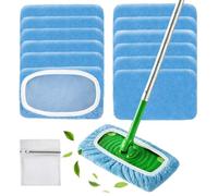 Lot de 12 chiffons secs et humides pour balai de sol Swiffer, réutilisables et lavables en microfibre, pour balai Swiffer Sweeper Mop, parfait pour les sols durs et les sols en bois